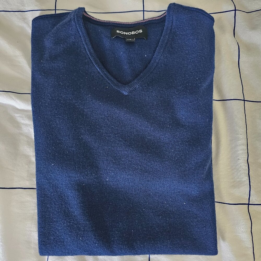 Bonobos Men’s V-Neck Sweater – Blue - New – Classic Fit – Size S
